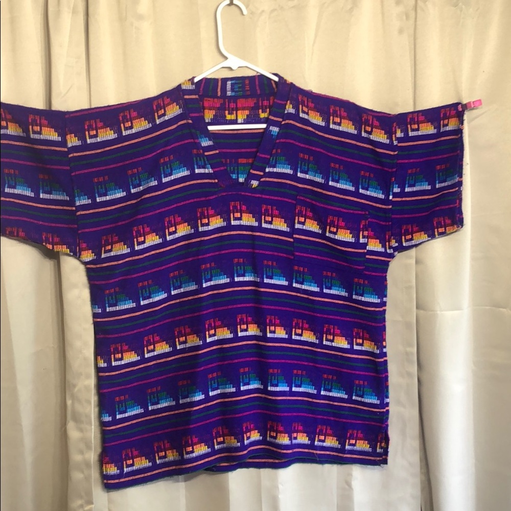Electric Blue and Purple Geometric Short Sleeve Tee